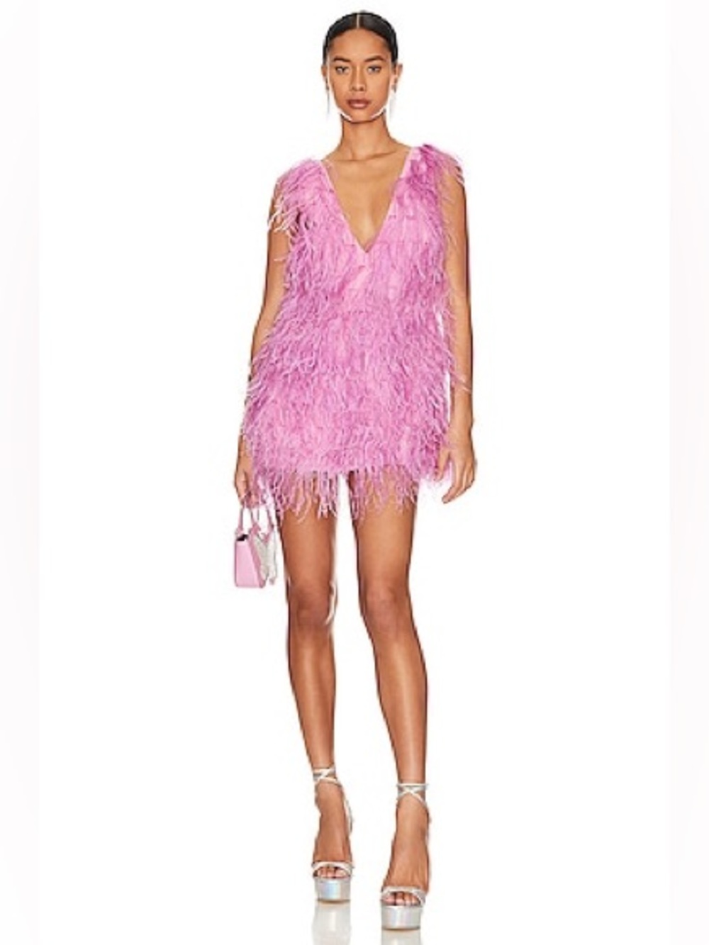 Lamarque Pink Feathered Mini Dress